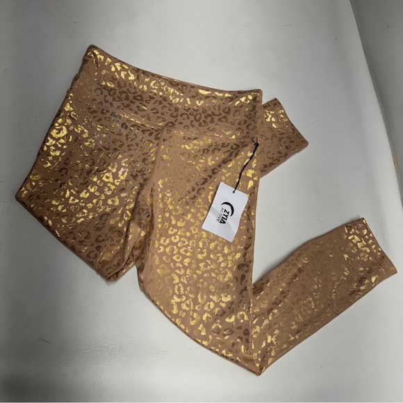 NWT Zyia Active Gold Leopard Light N Tight Hi-Rise 7/8 Legging Women’s Size 8-10 - Picture 3 of 10